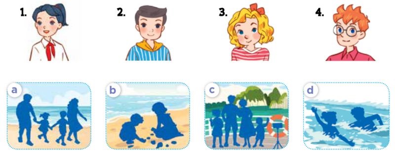 Listen and match Lesson 1 Unit 11: Family time lớp 5