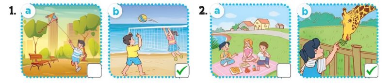 Listen and tick Lesson 1 Unit 10: Our summer holidays answer