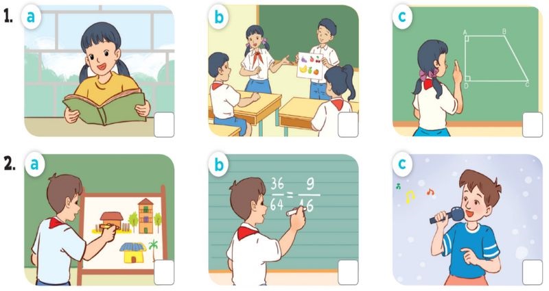 Listen and tick Lesson 2 Unit 7: Our favourite school activities  lớp 5