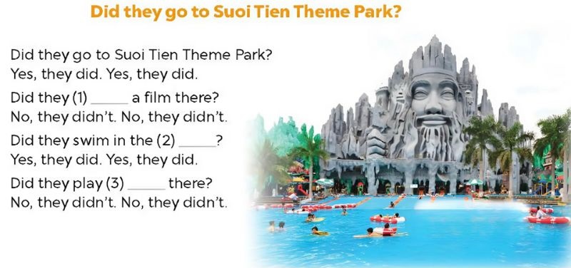 Listen, complete and sing Lesson 1 Unit 10: Our school trip lớp 5