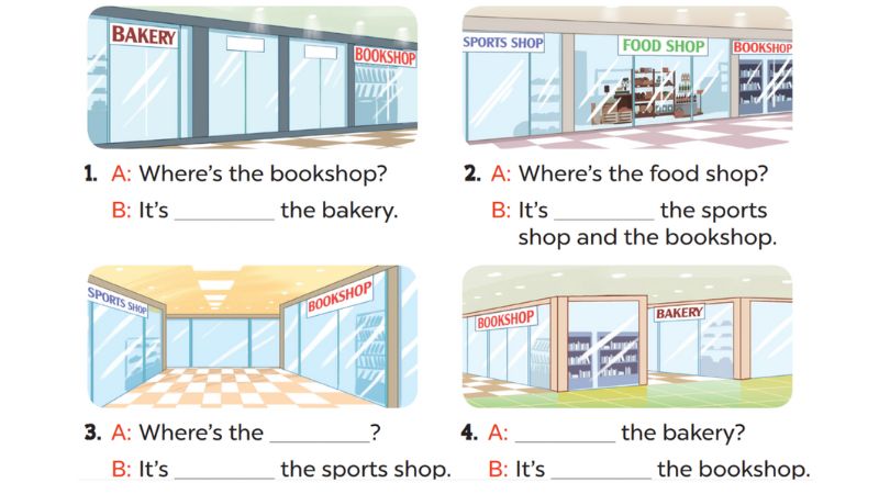 Look, complete and read Lesson 1 Unit 18: At the shopping centre