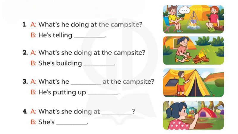 Look, complete and read Lesson 1 Unit 20: At summer camp