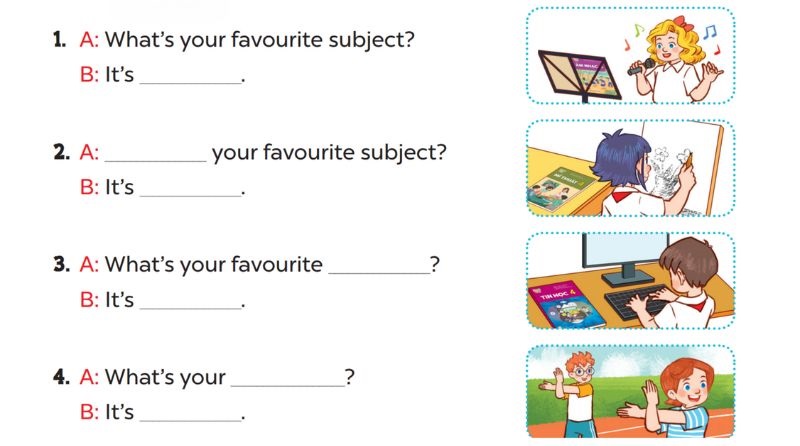 Look, complete and read Lesson 1 Unit 8: My favourite subjects