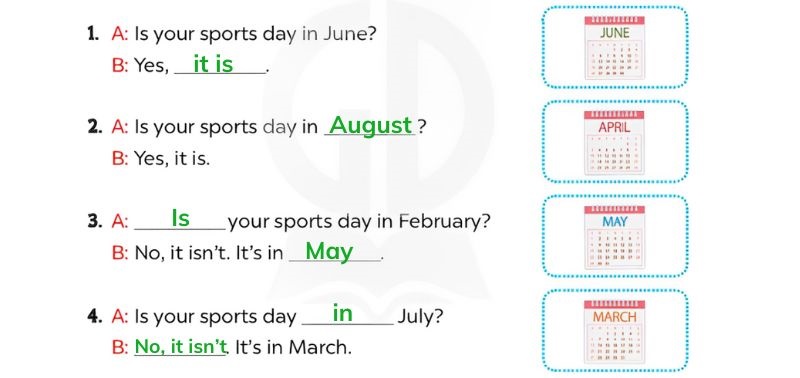 Look, complete and read Lesson 1 Unit 9: Our sports day answer