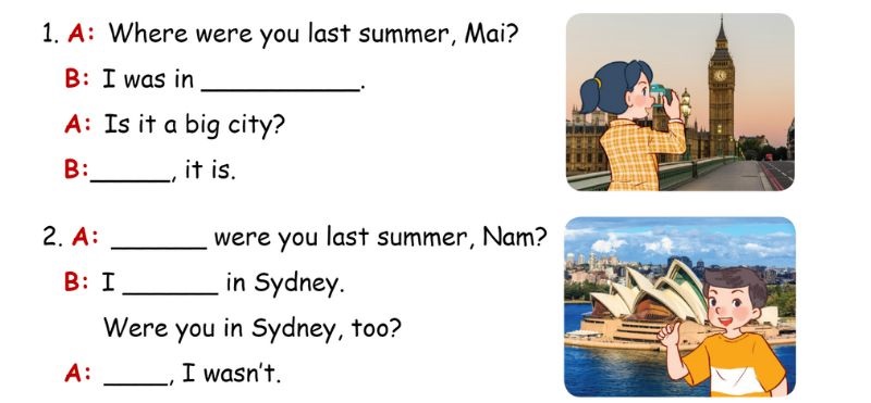 Look, complete and read Lesson 2 Unit 10: Our summer holidays