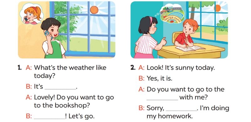 Look, complete and read Lesson 2 Unit 16: Weather