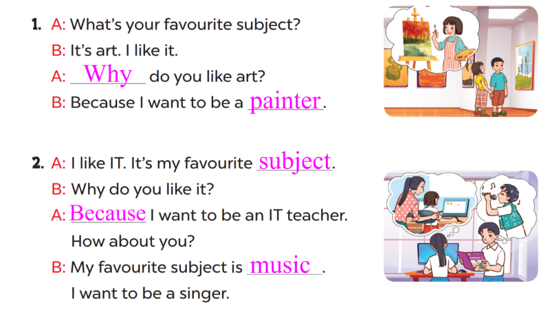 Look, complete and read Lesson 2 Unit 8: My favourite subjects answer