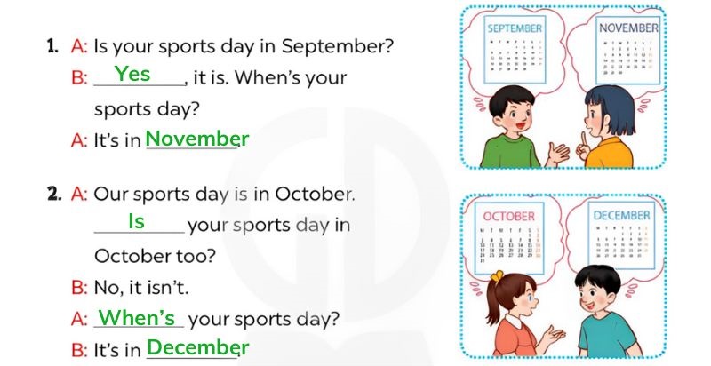 Look, complete and read Lesson 2 Unit 9: Our sports day answer