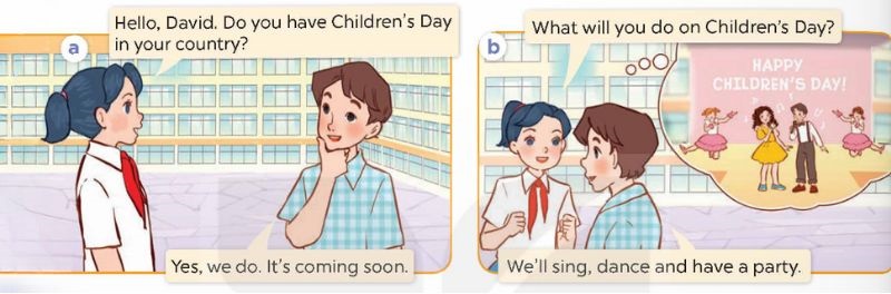 Look, listen and repeat Lesson 1 Unit 13: Our special days lớp 5