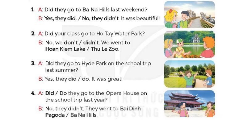 Read and complete Lesson 1 Unit 10: Our school trip lớp 5