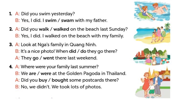 Read and circle Lesson 1 Unit 11: Family time lớp 5