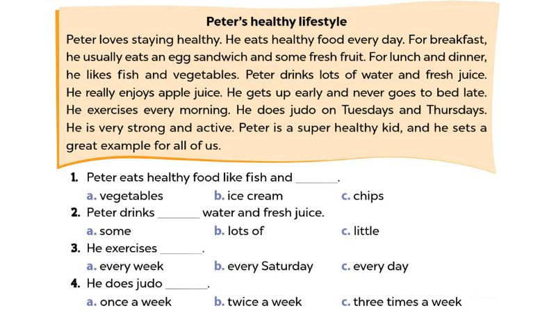 Read and circle Lesson 3 Unit 14: Staying healthy lớp 5