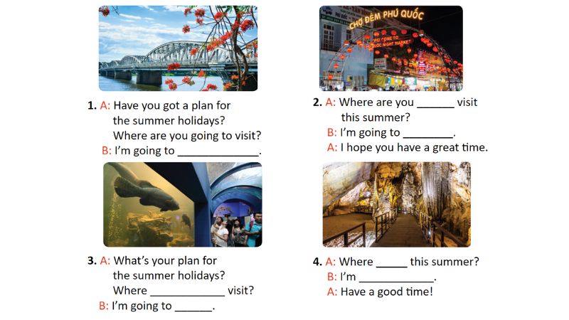 Read and complete Lesson 1 Unit 20: Our summer holiday lớp 5