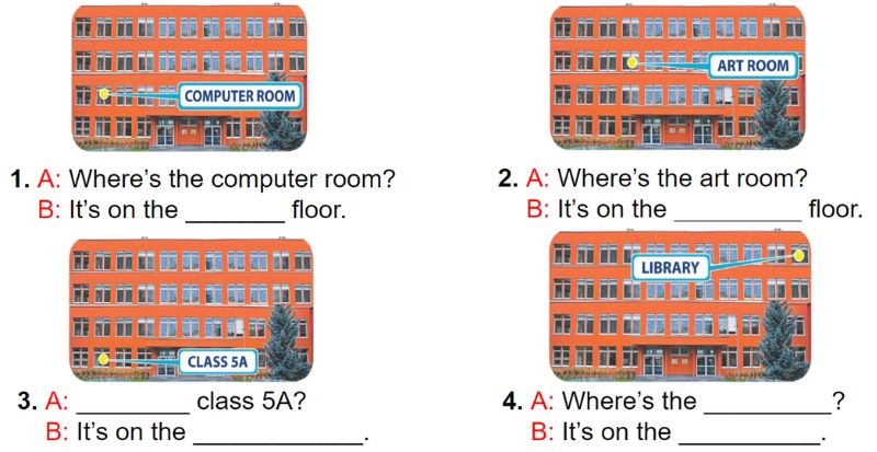 Read and complete Lesson 1 Unit 6: Our school rooms lớp 5