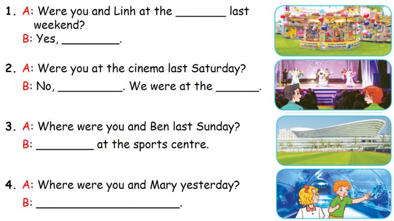 Read and complete Lesson 1 Unit 9: Our outdoor activities lớp 5