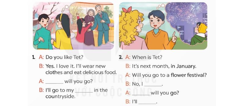 Read and complete Lesson 2 Unit 12: Our Tet Holiday lớp 5