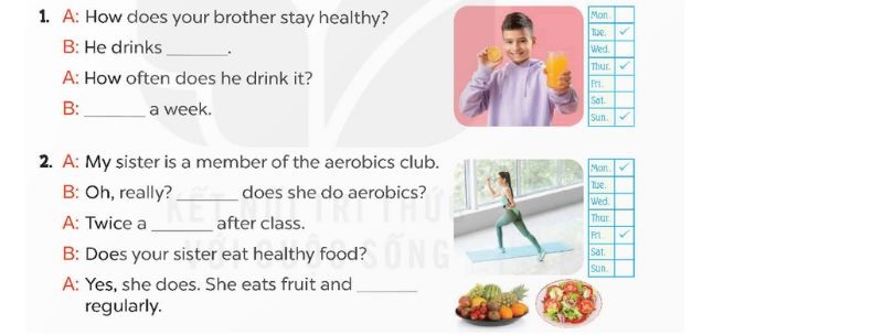 Read and complete Lesson 2 Unit 14: Staying healthy lớp 5