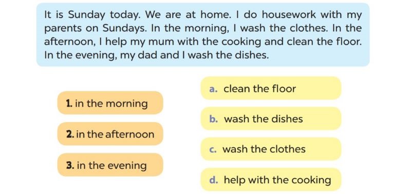 Read and match Lesson 3 Unit 14: Daily activities