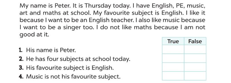 Read and tick True or False Lesson 3 Unit 8: My favourite subjects