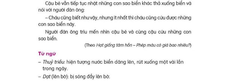 Câu 2: Đọc Bài 15: Những con sao biển trang 61 Tiếng Việt 2 tập 2 Kết nối tri thức 2