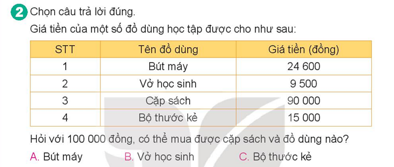 Bài số 5: Giải luyện tập câu 2 trang 78 SGK Toán 4 tập 1