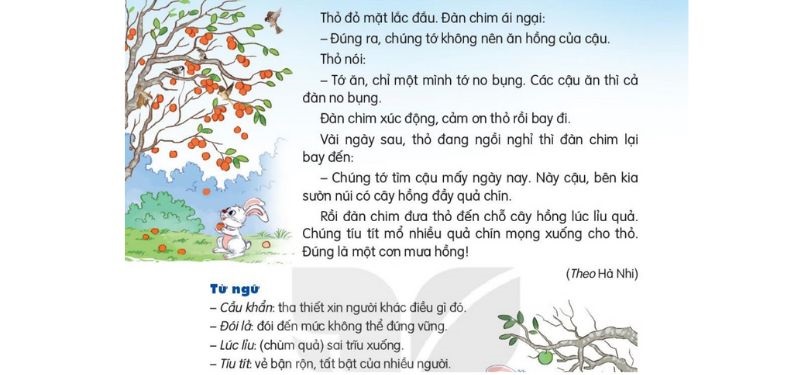 Câu 2: Đọc Bài 10: Quả hồng của thỏ con SGK Tiếng Việt lớp 3 Kết nối tri thức Tập 2 2