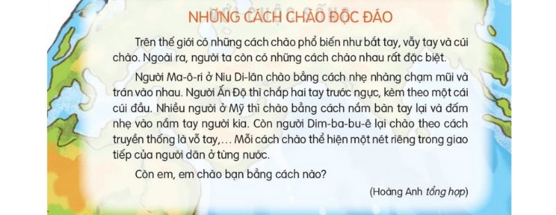 Câu 2: Đọc Bài 17: Những cách chào độc đáo trang 77 Tiếng Việt 2 tập 2 Kết nối tri thức