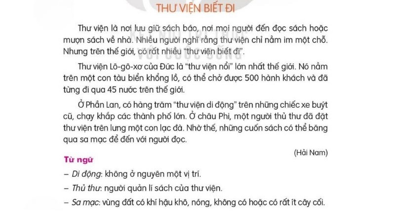 Câu 2: Đọc Bài 18: Thư viện biết đi trang 80 Tiếng Việt 2 tập 2 Kết nối tri thức