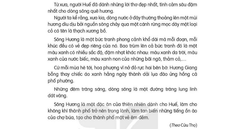 Câu 2: Đọc Bài 19: Sông Hương SGK Tiếng Việt lớp 3 Kết nối tri thức Tập 2 2 