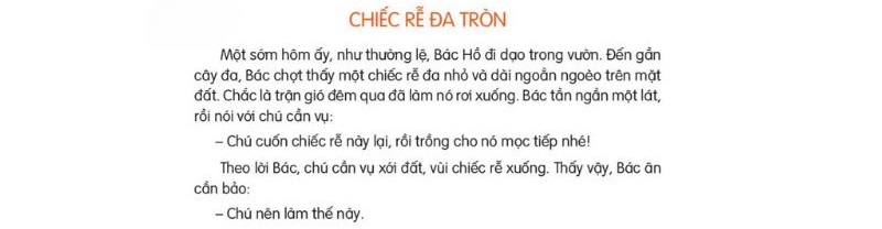 Câu 2: Đọc Bài 24: Chiếc rễ đa tròn trang 104 Tiếng Việt 2 tập 2 Kết nối tri thức 1