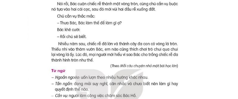 Câu 2: Đọc Bài 24: Chiếc rễ đa tròn trang 104 Tiếng Việt 2 tập 2 Kết nối tri thức 2