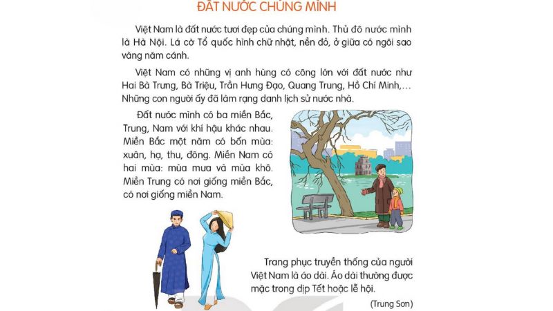 Câu 2: Đọc Bài 25: Đất nước chúng mình trang 104 Tiếng Việt 2 tập 2 Kết nối tri thức