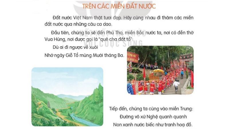 Câu 2: Đọc Bài 26: Trên các miền đất nước trang 113 Tiếng Việt 2 tập 2 Kết nối tri thức 1