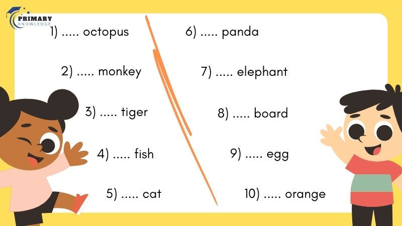 Bài tập 8: Fill in the blanks with the words “a/an” in the sentence (Điền các từ “a/ an” vào chỗ trống trong câu)