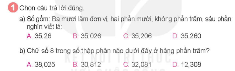 Bài số 10: Giải luyện tập câu 1 trang 137 SGK Toán 5 tập 1