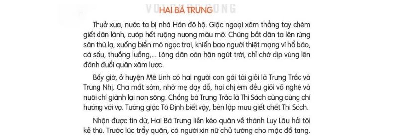 Câu 2: Đọc Bài 23: Hai Bà Trưng SGK Tiếng Việt lớp 3 Kết nối tri thức Tập 2 1