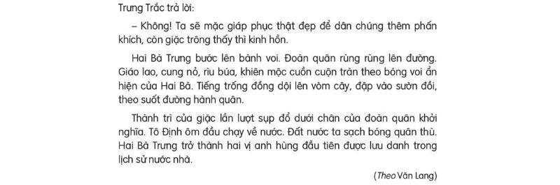 Câu 2: Đọc Bài 23: Hai Bà Trưng SGK Tiếng Việt lớp 3 Kết nối tri thức Tập 2 2