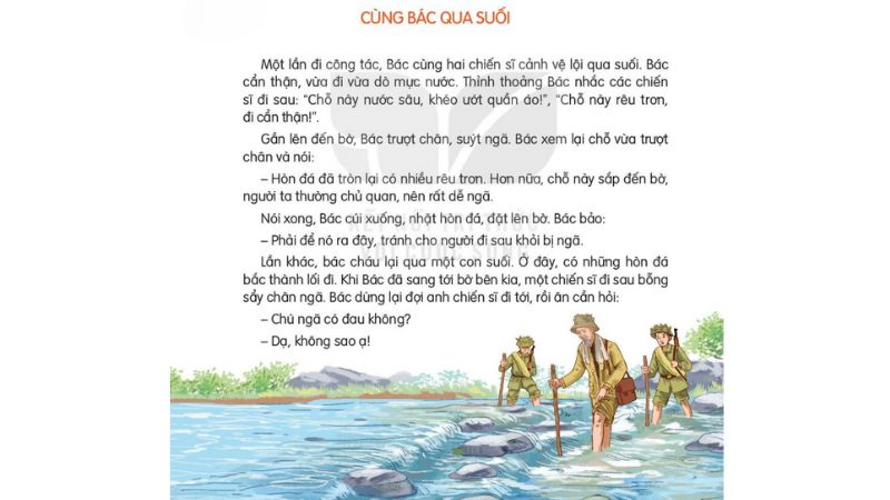 Câu 2: Đọc Bài 24: Cùng Bác qua suối SGK Tiếng Việt lớp 3 Kết nối tri thức Tập 2 1