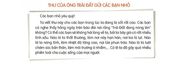 Câu 2: Đọc Bài 27: Thư của ông Trái Đất gửi các bạn nhỏ SGK Tiếng Việt lớp 3 Kết nối tri thức Tập 2 1