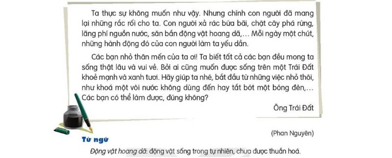 Câu 2: Đọc Bài 27: Thư của ông Trái Đất gửi các bạn nhỏ SGK Tiếng Việt lớp 3 Kết nối tri thức Tập 2 2