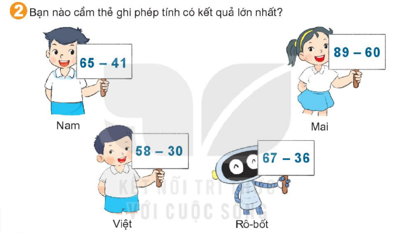 Bài số 10: Giải luyện tập câu 2 trang 62 SGK Toán 1 tập 2