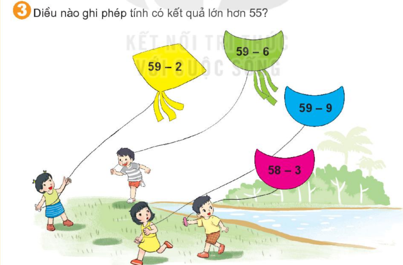 Bài số 11: Giải luyện tập câu 3 trang 56 SGK Toán 1 tập 2