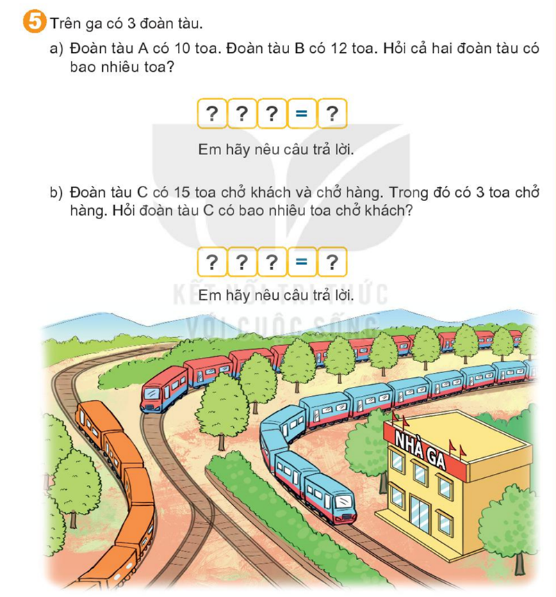 Bài số 18: Giải luyện tập câu 5 trang 71 SGK Toán 1 tập 2