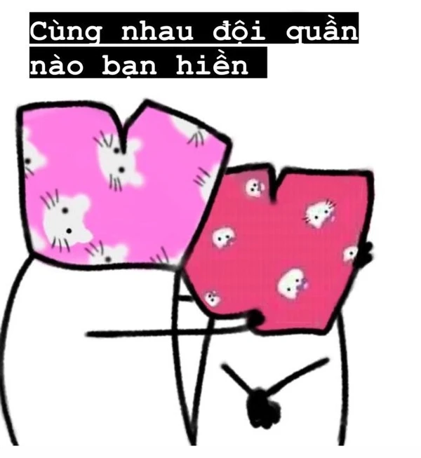 Meme đội quần Hello Kitty siêu hài