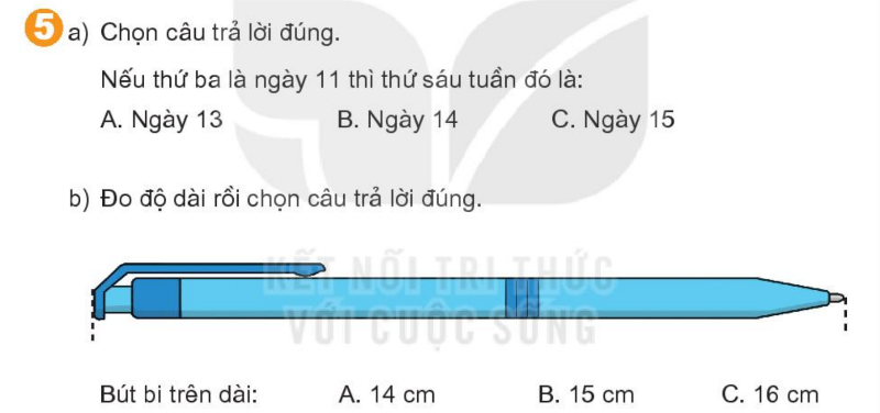 Bài số 5: Giải luyện tập câu 5 trang 105 SGK Toán 1 tập 2